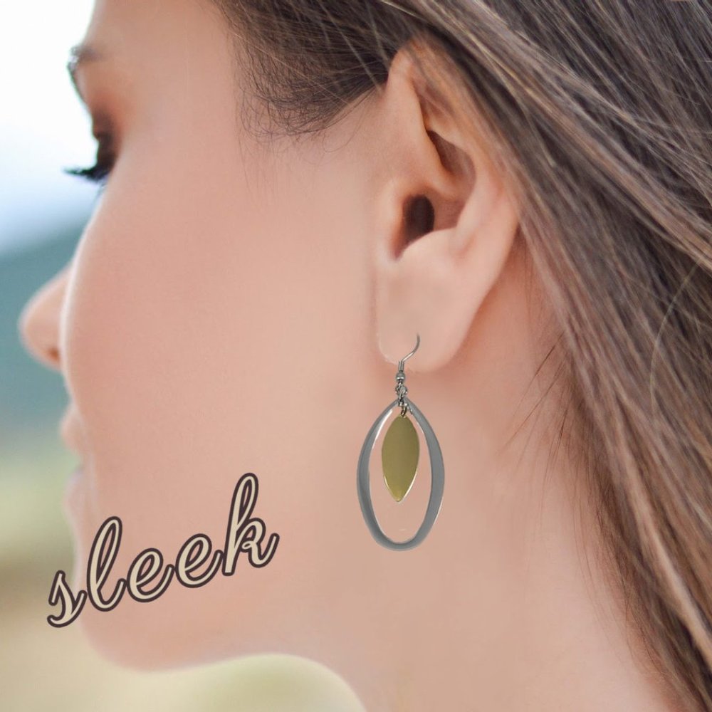 Stainless Steel Oval Drop Earrings Long Dangle